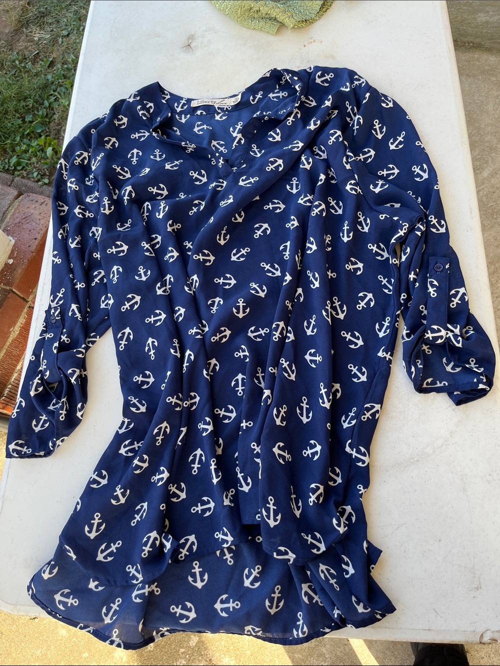 5 for $25 Liberty Love Anchor Print Tunic Blue 3XL
